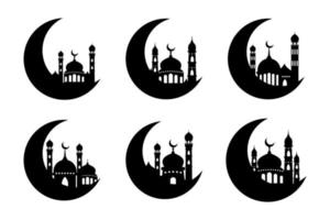 Moschee auf das Mond zum das Dekoration von das islamisch Ramadan Festival vektor