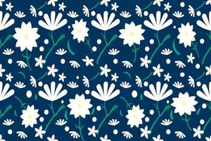 nahtlos Muster Weiß Blumen auf das dunkel Blau Hintergrund sind entworfen zum Hintergrund, traditionell Kleidung, Teppich, Vorhang, und Zuhause Dekoration. vektor