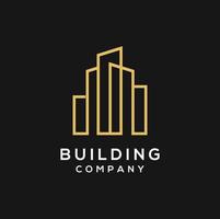 Gebäude Design Logos mit Linien. Konstruktion, Wohnung und Architekt. vektor