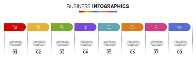 Infografiken Design Vorlage und Symbole mit 8 Optionen oder 8 Schritte vektor