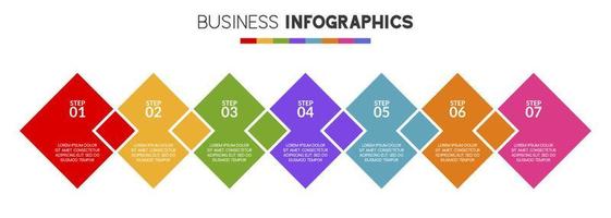 infographics design mall och ikoner med 7 alternativ eller 7 steg vektor