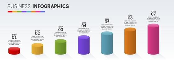 infographics design mall och ikoner med 7 alternativ eller 7 steg vektor