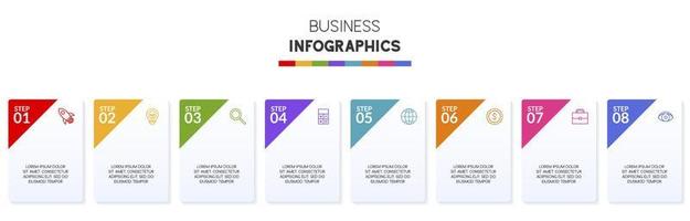 Infografiken Design Vorlage und Symbole mit 8 Optionen oder 8 Schritte vektor