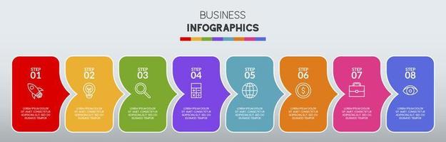 Infografiken Design Vorlage und Symbole mit 8 Optionen oder 8 Schritte vektor