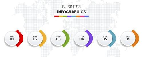 infographics design mall och ikoner med 6 alternativ eller 6 steg vektor