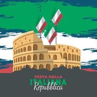 republik dag av Italien affisch med colosseum vektor