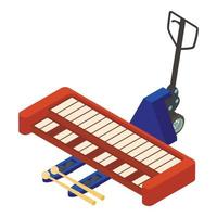 synthesizer ikon isometrisk vektor. ny piano musikalisk instrument på hand gaffeltruck vektor