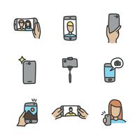 Selfie kritzelte Icons