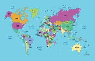 färgrik värld Karta platt begrepp vektor