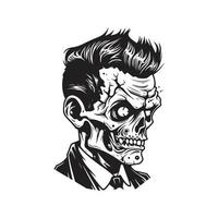 Zombie, Jahrgang Logo Konzept schwarz und Weiß Farbe, Hand gezeichnet Illustration vektor