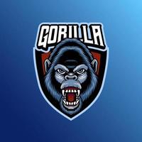 maskot av gorilla arg den där är lämplig för e-sport gaming logotyp mall vektor
