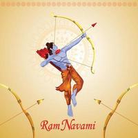 glad ram navami vektorillustration av lord rama och bakgrund vektor