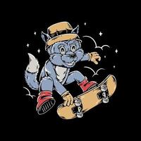 illustration vektor grafisk av Varg skateboard lämplig för t-shirt design