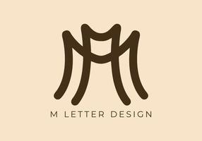 einzigartig Mono Linie Design von m Initiale Brief vektor