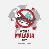 värld malaria dag hälsning med sluta tecken mot mygga runt om de värld vektor