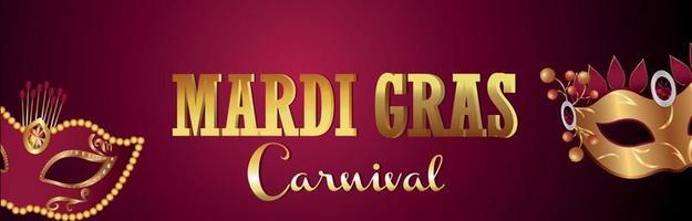 Karneval Brasilien Event Banner mit kreativer goldener Maske vektor