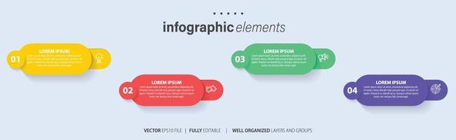 begrepp av företag modell med 4 på varandra följande steg. fyra färgrik grafisk element. tidslinje design för broschyr, presentation. infographic design layout vektor