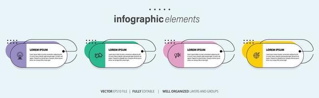 infographic designmall. tidslinjekoncept med 4 steg. kan användas för arbetsflödeslayout, diagram, banner, webbdesign. vektor illustration