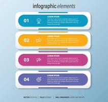 fyra numrerad rektangulär ramar placerad i horisontell rad. begrepp av 4 stadier av marknadsföring strategi. modern platt infographic design mall. enkel vektor illustration för företag presentation