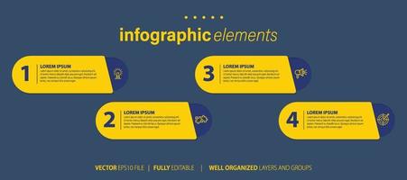 Konzept von Geschäft Modell- mit 4 aufeinanderfolgend Schritte. vier bunt Grafik Elemente. Zeitleiste Design zum Broschüre, Präsentation. Infografik Design Layout vektor