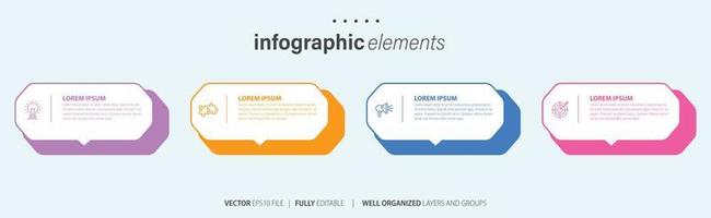 infographic designmall. tidslinjekoncept med 4 steg. kan användas för arbetsflödeslayout, diagram, banner, webbdesign. vektor illustration