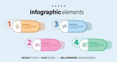 infographic designmall. tidslinjekoncept med 4 steg. kan användas för arbetsflödeslayout, diagram, banner, webbdesign. vektor illustration