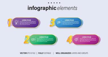 Infografik-Design-Vorlage. Timeline-Konzept mit 4 Schritten. kann für Workflow-Layout, Diagramm, Banner, Webdesign verwendet werden. Vektor-Illustration vektor