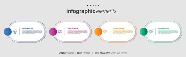 modern infographic mall med 4 steg. företag cirkel mall med alternativ för broschyr, diagram, arbetsflöde, tidslinje, webb design. vektor eps 10