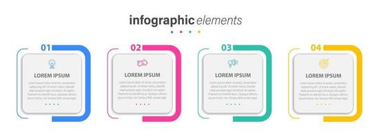 Geschäft Infografik Elemente Vorlage Design mit Symbole und 4 Optionen oder Schritte. Vektor Illustration.
