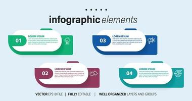 Konzept von Geschäft Modell- mit 4 aufeinanderfolgend Schritte. vier bunt Grafik Elemente. Zeitleiste Design zum Broschüre, Präsentation. Infografik Design Layout vektor