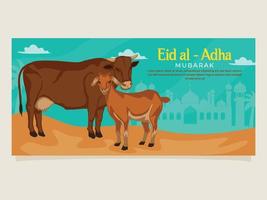 eid al Adha mubarak ko get baner illustration vektor