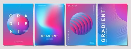 einstellen von kreativ Abdeckungen oder Plakate Konzept im modern minimal Stil zum korporativ Identität, Marke, Sozial Medien Werbung, Werbeaktion. minimalistisch Startseite Design Vorlage mit dynamisch Flüssigkeit Gradient. vektor