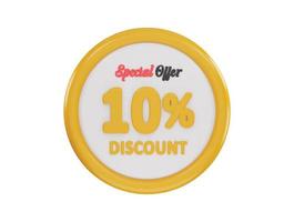 10 Prozent Rabatt Besondere Angebot Symbol 3d Rendern Vektor Illustration