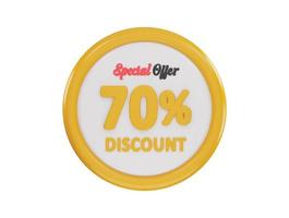 70 Prozent Rabatt Besondere Angebot Symbol 3d Rendern Vektor Illustration