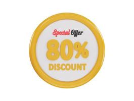 80 Prozent Rabatt Besondere Angebot Symbol 3d Rendern Vektor Illustration