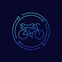 cykel, cykel reparera service ikon, linjär design vektor