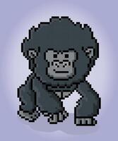 8 bit pixel av gorilla. djur- för spel tillgångar och korsa sy mönster i vektor illustrationer.