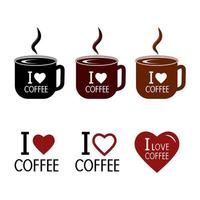 en uppsättning ikoner på kärlek till kaffetema vektor