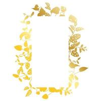 modisch Gold tropisch Blätter von anders Kriechpflanzen mit Weiß Blatt. Karte mit exotisch Liane Blätter rahmen. vektor