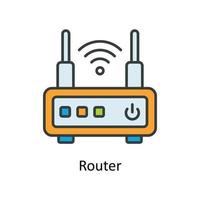 Router Vektor füllen Gliederung Symbole. einfach Lager Illustration Lager