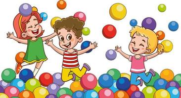 glücklich wenig Kinder haben Spaß. Vektor Illustration von süß Kinder Springen Tanzen