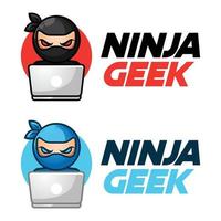modern vektor platt design enkel minimalistisk logotyp mall av ninja nörd nörd smart maskot karaktär vektor samling för varumärke, emblem, märka, bricka. isolerat på vit bakgrund.