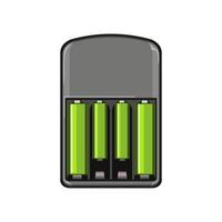 elektrisk aa batteri laddare tecknad serie vektor illustration