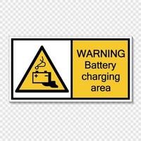 Symbol Warnung Batterieladebereich Zeichenetikett auf transparentem Hintergrund vektor