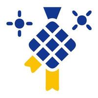 Ketupat ikon fast blå gul Färg ramadan symbol perfekt. vektor