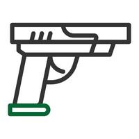 pistol ikon duofärg grå grön Färg militär symbol perfekt. vektor