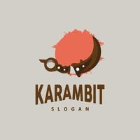 kerambit Logo, Indonesien Kampf Waffe Vektor, Ninja Kampf Werkzeug einfach Design, Vorlage Illustration Symbol Symbol vektor