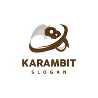 kerambit Logo, Indonesien Kampf Waffe Vektor, Ninja Kampf Werkzeug einfach Design, Vorlage Illustration Symbol Symbol vektor