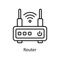 router vektor översikt ikoner. enkel stock illustration stock