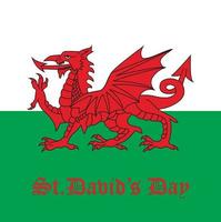 st. Davids Tag. Flagge von Wales. Vektorillustration. vektor